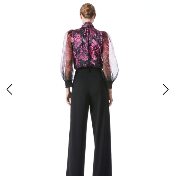 NEW! Alice + olivia BRENTLEY TIE NECK BLOUSON SLEEVE BLOUSE - Picture 5 of 12